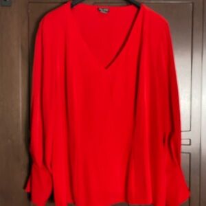 City Chic Red Long Sleeve Oversized Blouse